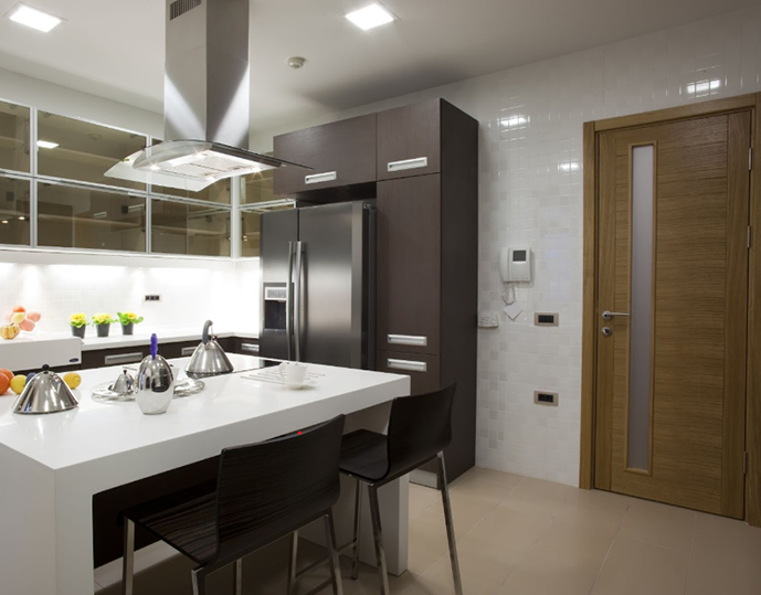 Interior door design featuring teak wood and laminated door designs by Mikasa Doors